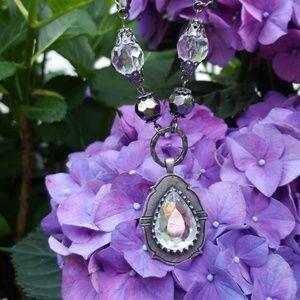💗  Necklace Bead Antique Silver Tone  18.5"